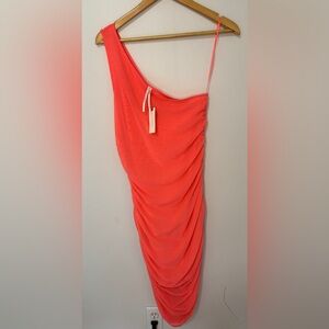 Anthropologie Coral One-Shoulder Dress
Ruched mesh mini dress size Medium NWT